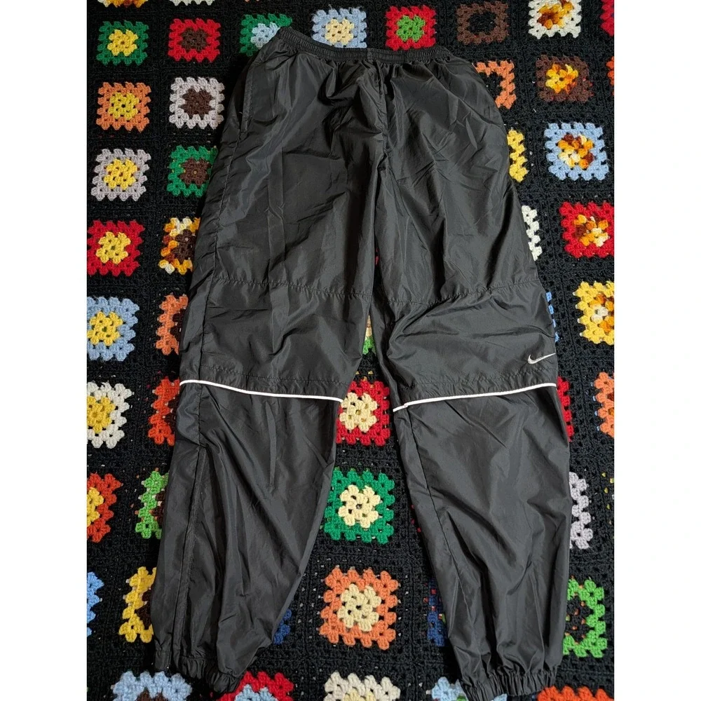 Vintage 90s Nike Track Pants ClimaFit Mesh Vented XL Black Zip Legs Workout